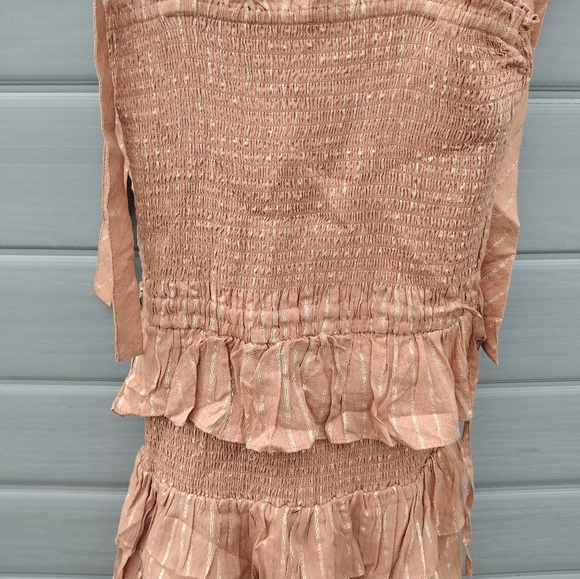 House of Harlow 1960 Desert Rose Corinne Shirred Ruffle Smocked Mini Dress XS - Picture 5 of 13